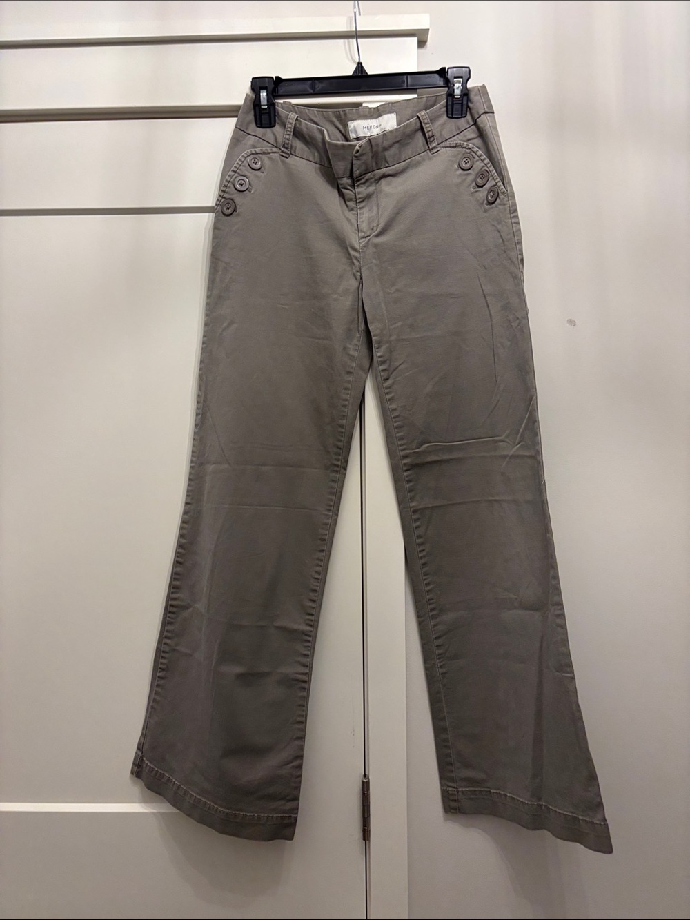 Merona women’s Taupe Chinos with Button-Accent Hips